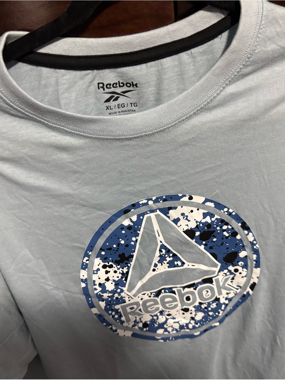 Reebok Light Blue Short-Sleeve Tee with Blue & White Logo Graphic